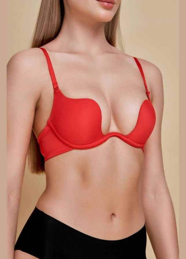 Красный планж фигурный бюстгальтер пуш-ап Obrana с косточками
