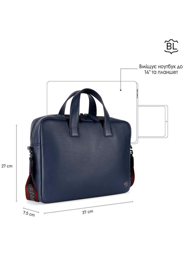 Сумка мужская через плечо кожаная портфель для документов А4 планшет в дорогу для телефона Синий 34327 Brampton London (331862439)