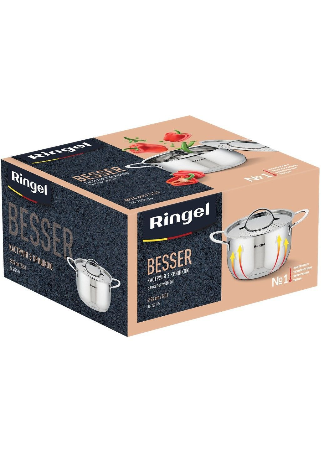 Каструля Besser 24 см (5.5л) з кришкою нерж (RG-2021-24) Ringel (365278518)