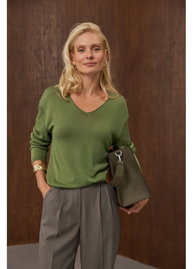 Оливковий джемпер 2907 небесний Triko Bakh