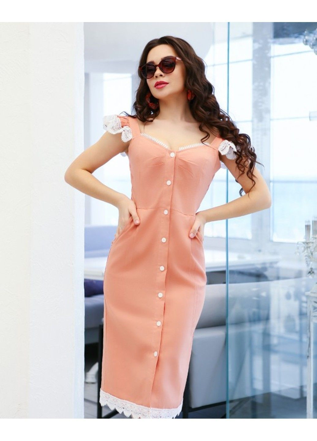 Персикова повсякденний сукня 11651 персиковий ISSA PLUS