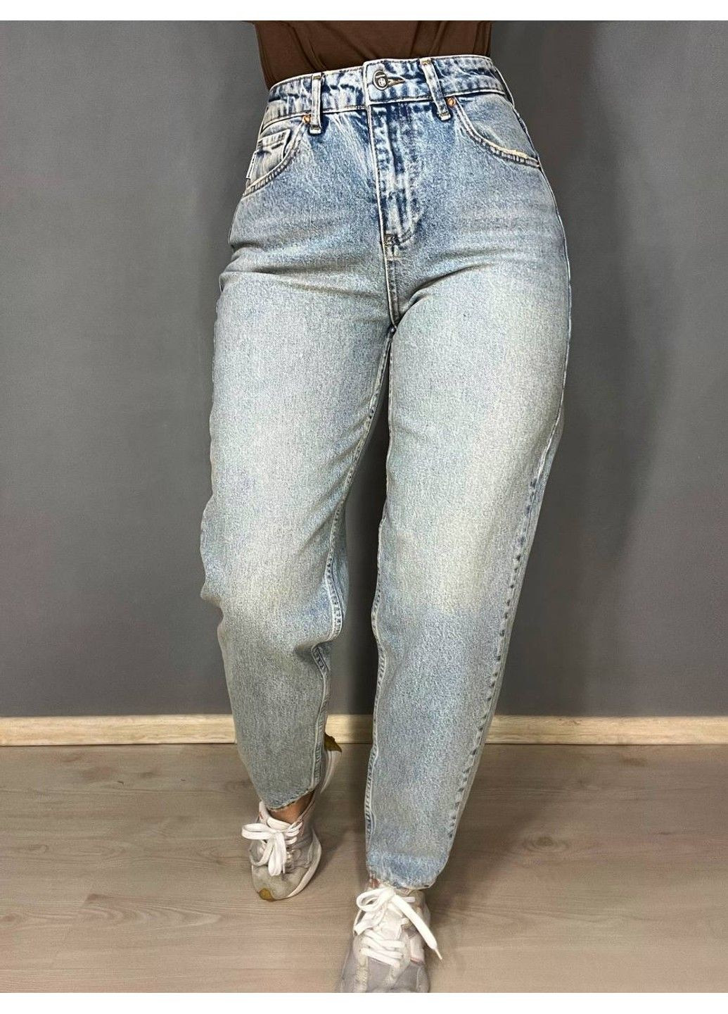 Джинси жіночі Mikaletta 3249-13254 MOM RELAX jeans банани висока посадка стрейчеві блакитні No Brand - (324019777)