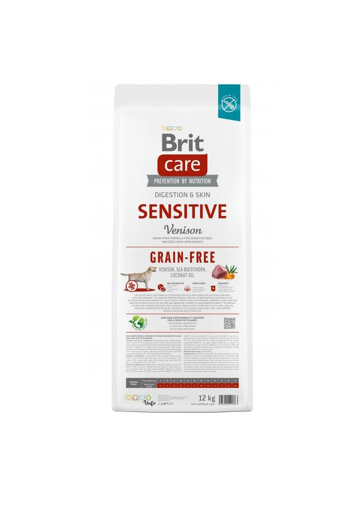 Корм сухий Dog Grain-free Sensitive для собак з чутливим травленням беззерновий з олениною 12 кг Brit Care (362701663)