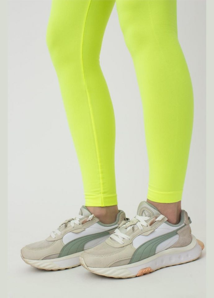 Кислотно-жёлтые демисезонные леггинсы женские бесшовные спортивные из микрофибры Giulia