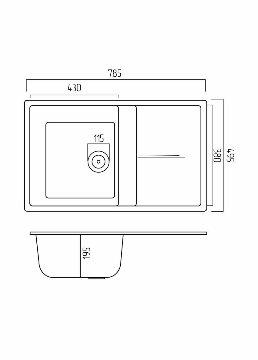 Гранітна мийка для кухні SELENA 7950 матова Антрацит Valeso (342071837)