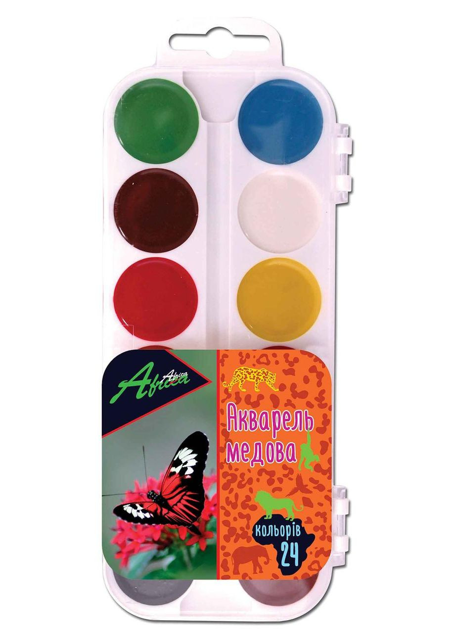 Краска акварельная медовая Africa 24 цветов, пластик, Economix E60125 ТМ CFS (303631028)