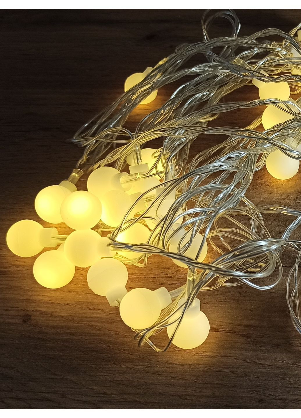 Гірлянда 6м 40 ламп теплий білий на батарейках No Brand (363187993)