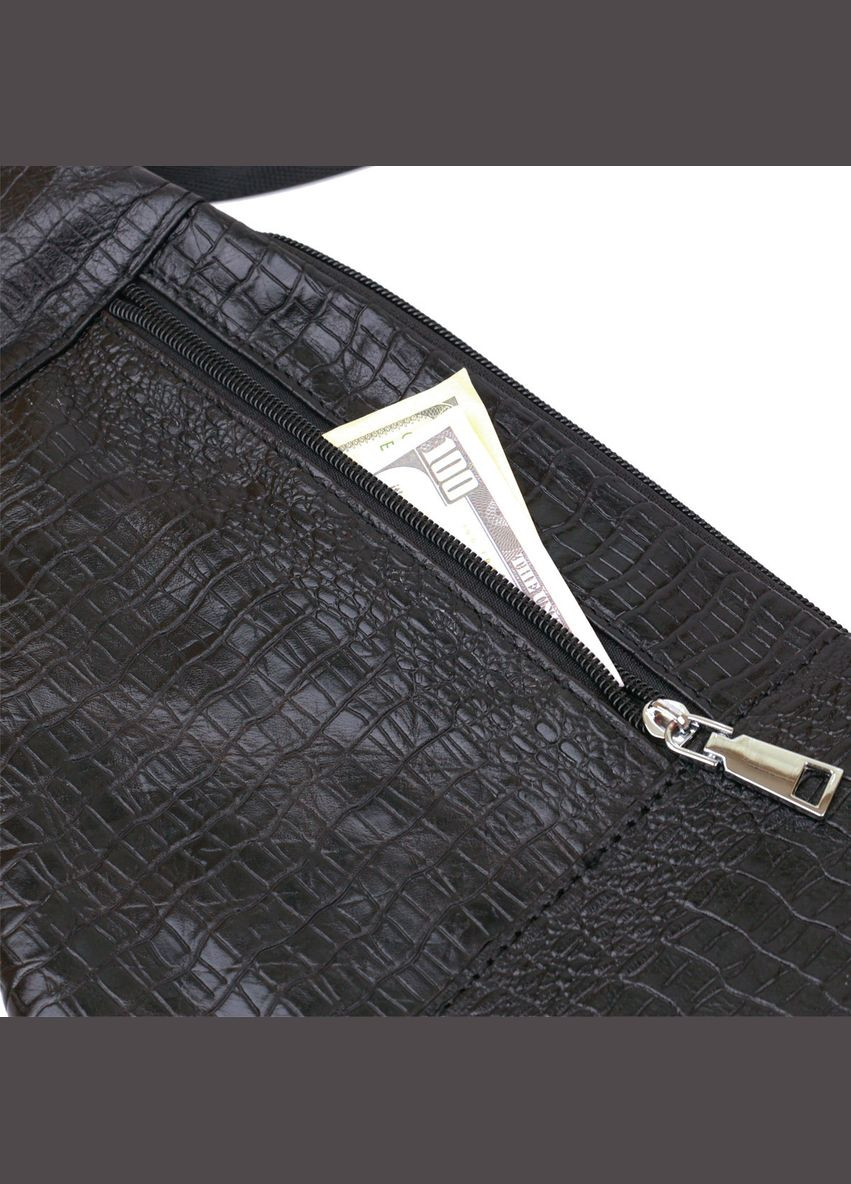 Сумка слинг мужская кожаная через плечо черная размер 18х35х3 см 20696 Vintage (362418513)