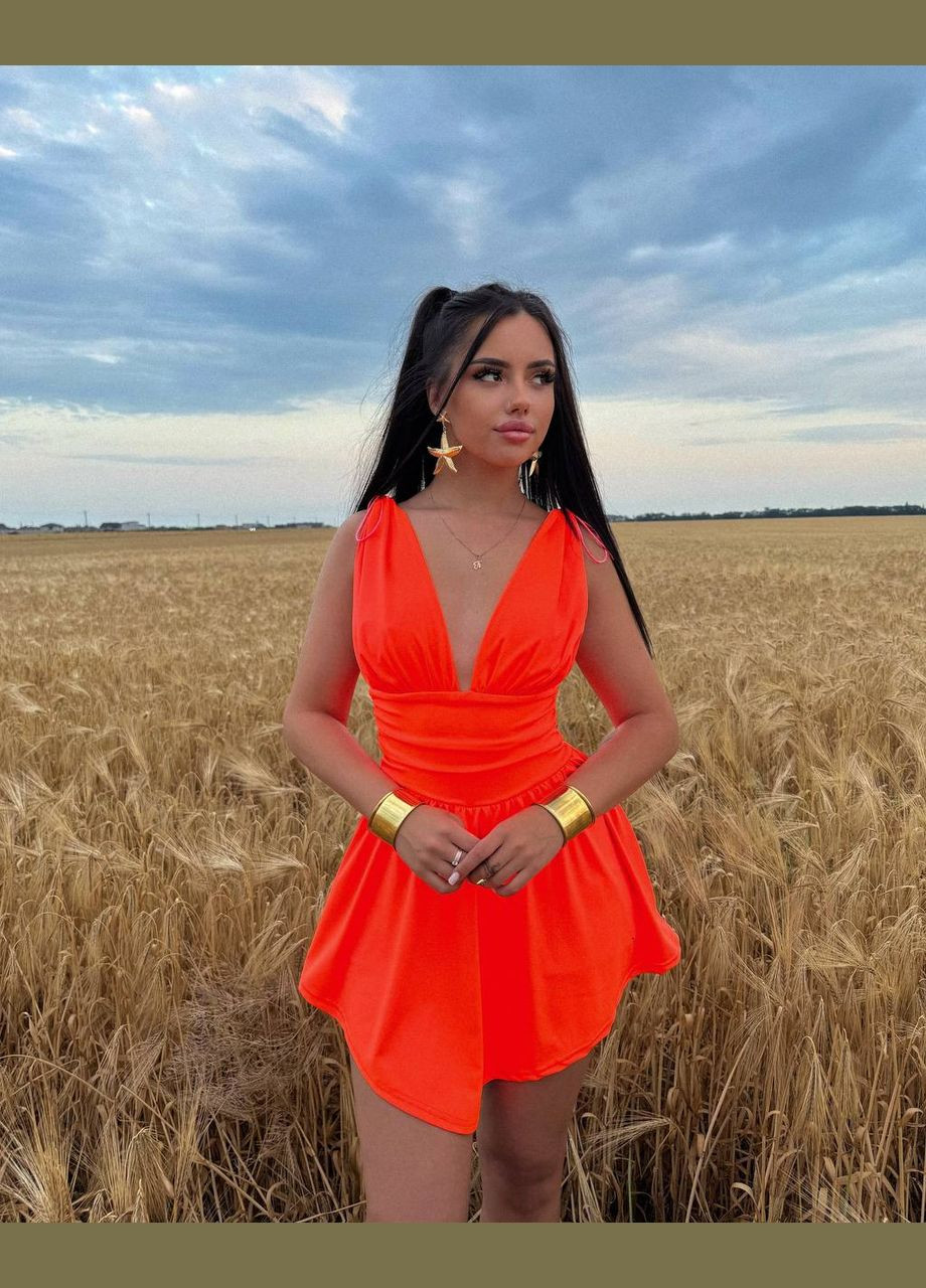 Помаранчева жіноча сукня-комбінезон з шортами No Brand