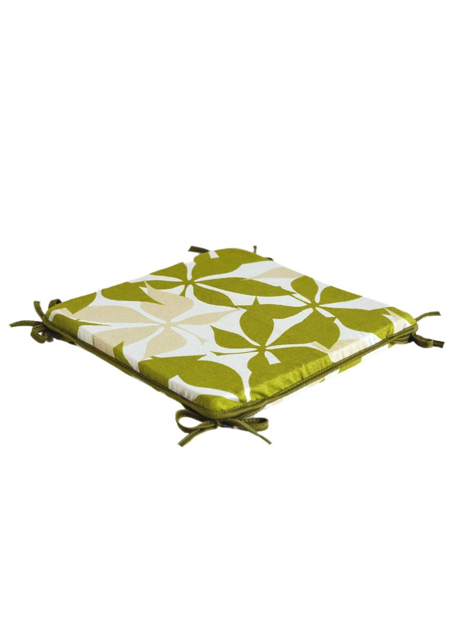 Подушка для стула на завязках 33х33х3 см бело-салатовый. No Brand (324828532)