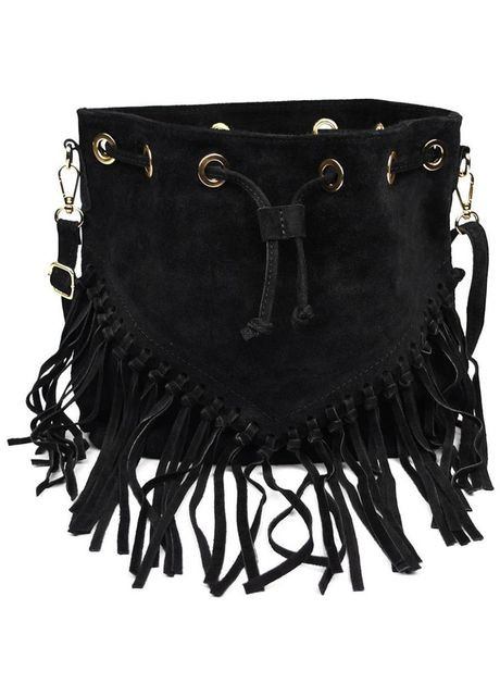 Сумка кроссбоди через плечо женская замшевая с бахромой Черный 35683 Firenze (334285421)