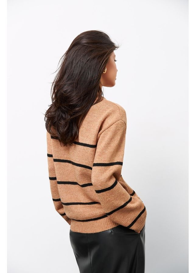 Светло-коричневый джемпер 2786 белый с черным Triko Bakh