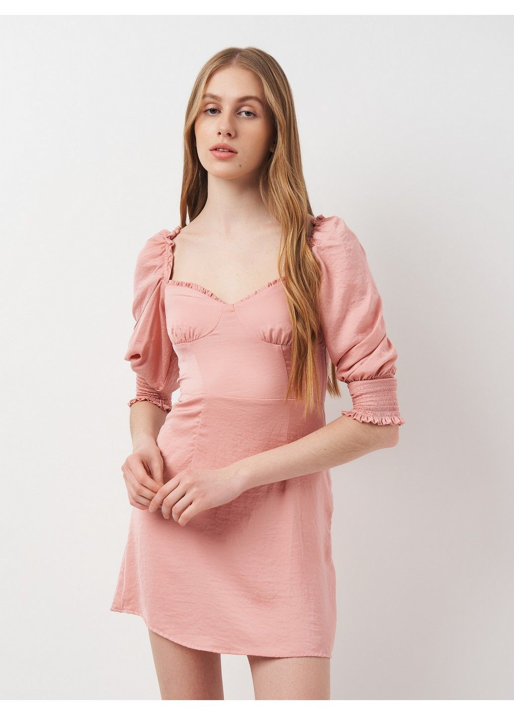 Розовое кэжуал платье H&M однотонное