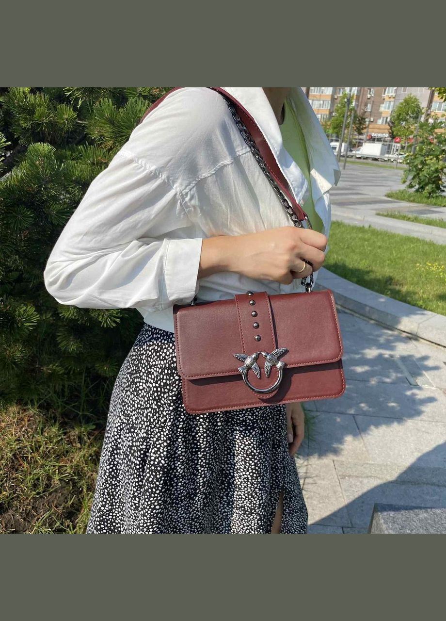 Женская мини сумочка клатч на плечо в стиле Pinko, белая сумка на цепочке с птичками No Brand (334731044)