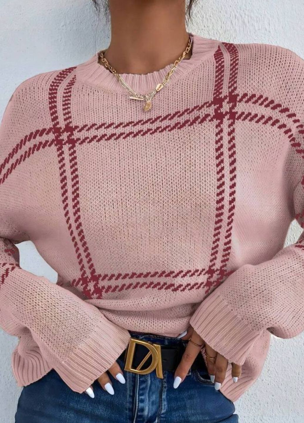 Пудровый демисезонный базовый свитер с круглым воротником Allthings