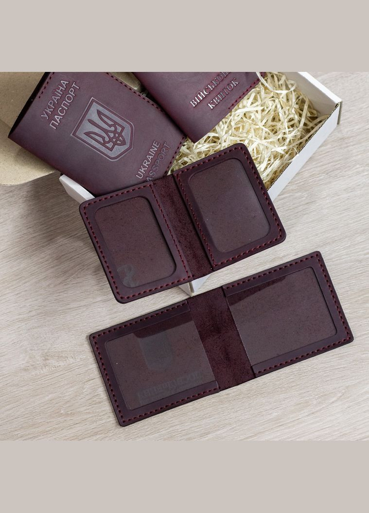 Набір обкладинок на УБД, військовий квиток, паспорт та права водія, марсала SD Leather (306557905)