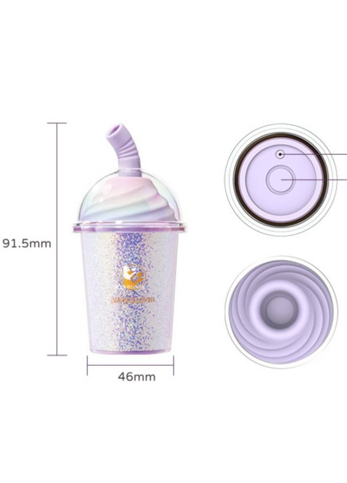 Вакуумний стимулятор у формі стаканчика з трубочкою Joy Cup сяючий бузковий, 9.1 см х 4.6 см BeYourLover (371907542)