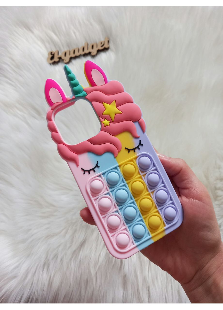 Чохол Pop it для iPhone 13 pro Єдиноріг силіконовий Попіт райдужний Xiaomi (360897026)