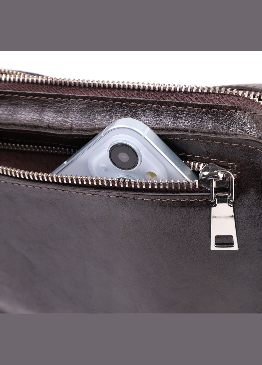 Сумка мужская кожаная через плечо бананка на пояс 22575 Коричневый Grande Pelle (306882233)