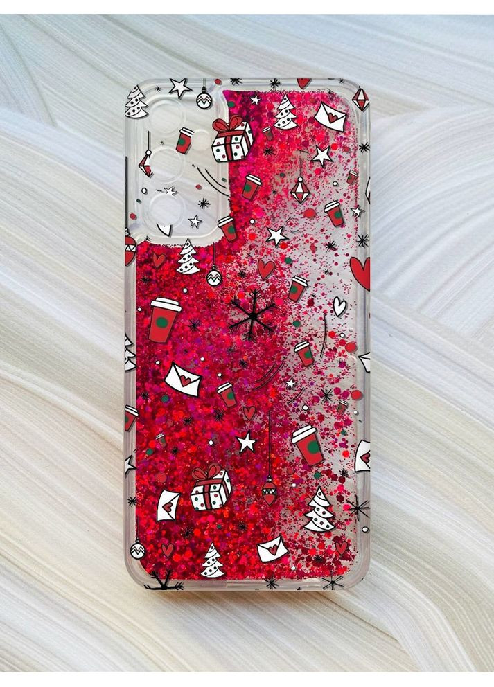 Чохол з плаваючими блискітками для Samsung Galaxy A24 (A245) Рожевий Новорічний фон (принт 182) CASE CONTROL (362970221)