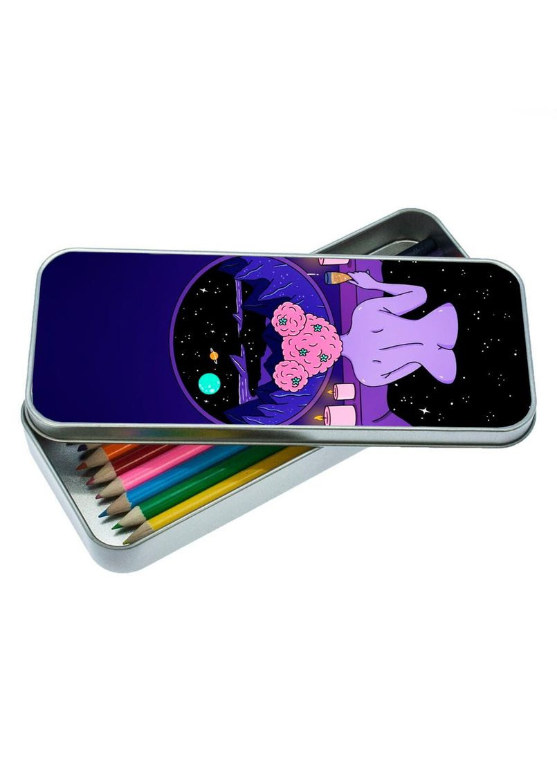 Пенал школьный для мальчика и девочки металлический обнаженная девушка 7*18 см. Silver No Brand (309160776)