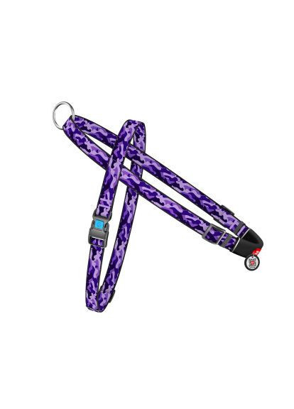 Шлея для собак Nylon з QR-паспортом "Фіолетовий камо" S (5462) WAUDOG Nylon з QR-паспортом &quot;Фіолетовий камо&quot; S (366661429)