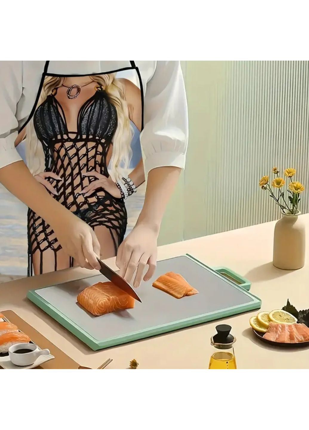 Фартук для женщин с девушкой в купальнике и в парео 72 на 53 см разноцветный Jannet Фартух (361893430)