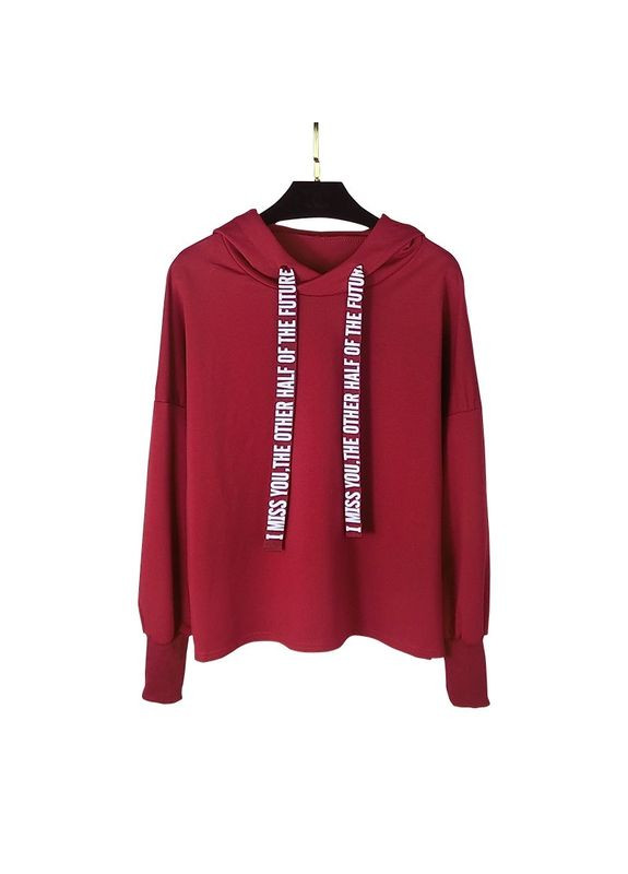 Модное женское худое оверсайз свободного кроя, с капюшоном "Future" (красного цвета) China (367838089)