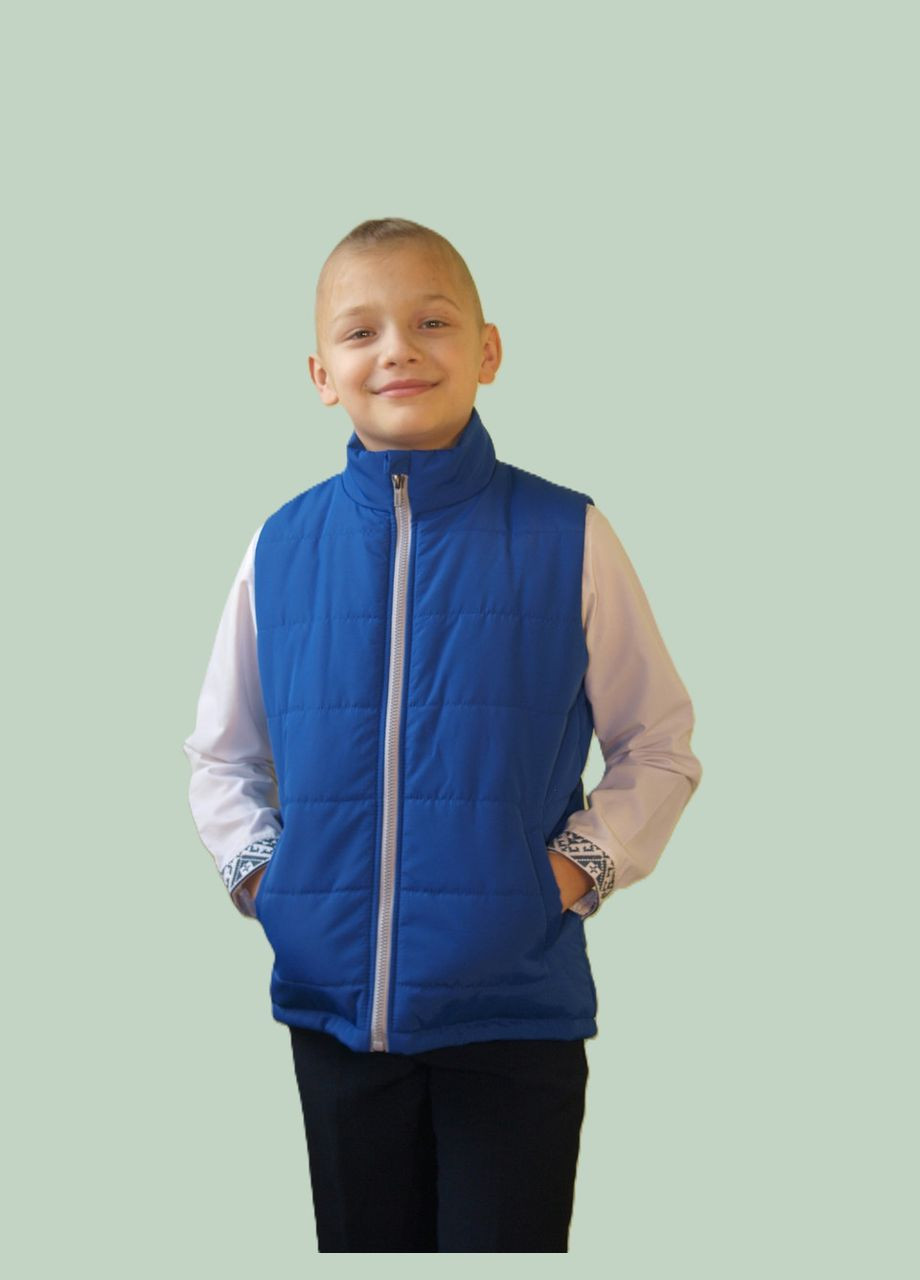 Жилетка детская весна/осень без капюшона 122 размер с карманами Синий цвет Handmade (324252641)