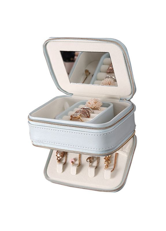 Скринька SP-01167 Blue для прикрас і ювелірних виробів із дзеркалом 11 шт. Casegrace (352012209)