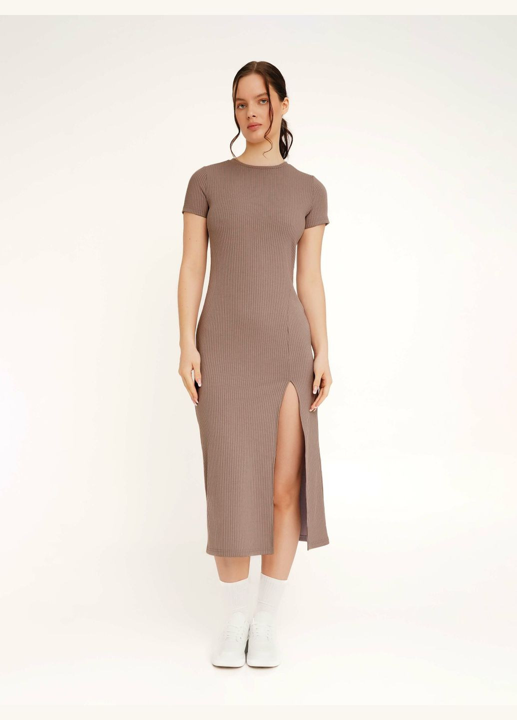 Коричневое повседневный платье однотонное женское wbc02371 shop (2000990639110) LAWA однотонное