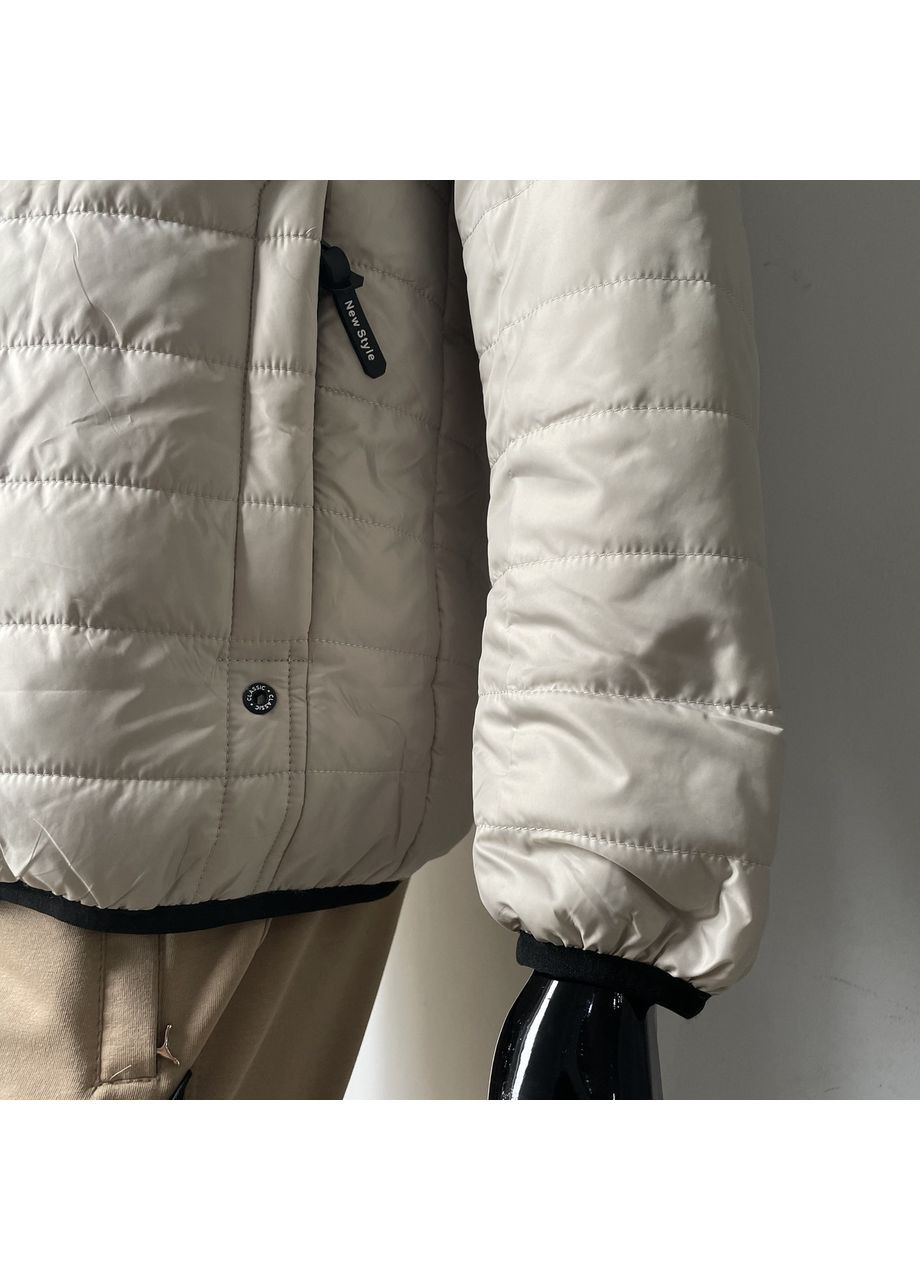 Бежева куртка демісезонна чоловіча стьогана капюшон 48 світла 172