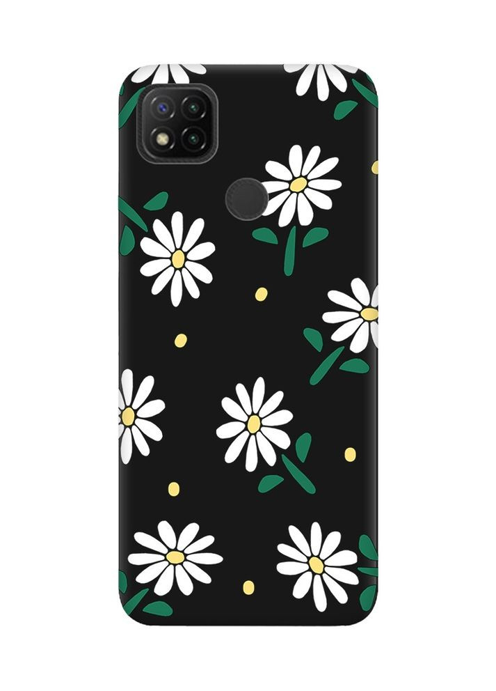 Матовий чорний чохол на Xiaomi Redmi 9C/10A Ромашки (принт 368) Creative (360693347)