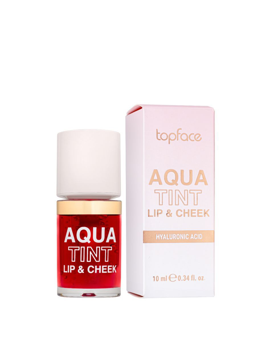 Жидкая помада тинт для губ и щек Aqua Tint Lip & Cheek на водной основе 10 мл ( РТ215), 02 Strawberry Jam Красный TopFace (363554953)
