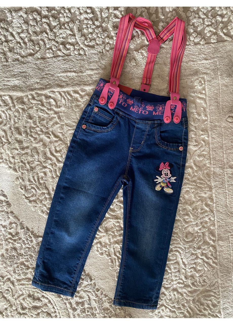 Комбинированные демисезонные джинсы для девочки на резинке 92-122 No Brand