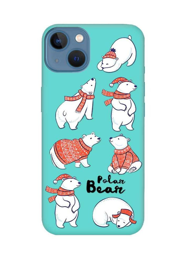 Матовий бірюзовий чохол на Apple iPhone 13:: Ведмедики (принт 145) Creative (362963908)