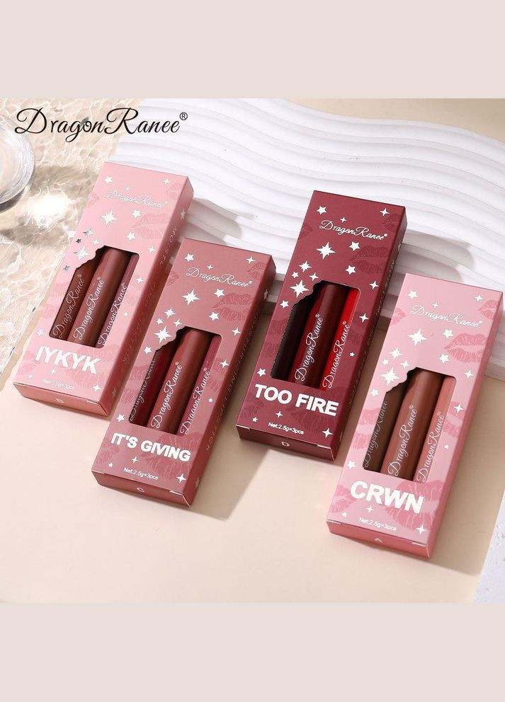 Набір помад Charming Beautiful Lipstick CRWN 3 шт Dragon Ranee (314933560)