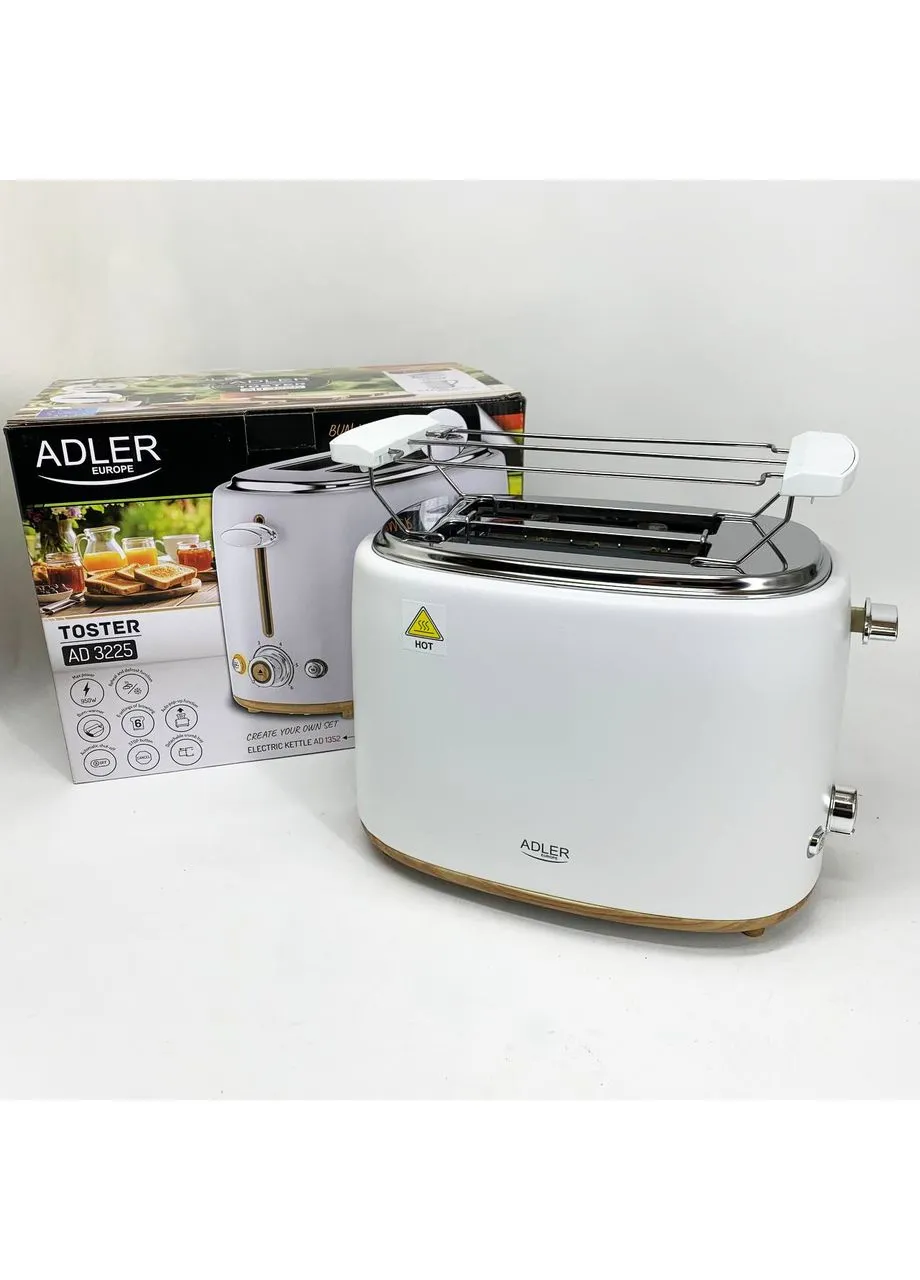 Тостер з решіткою для булочок Adler AD 3225, 6 рівнів обсмажування 950Вт No Brand (385272851)
