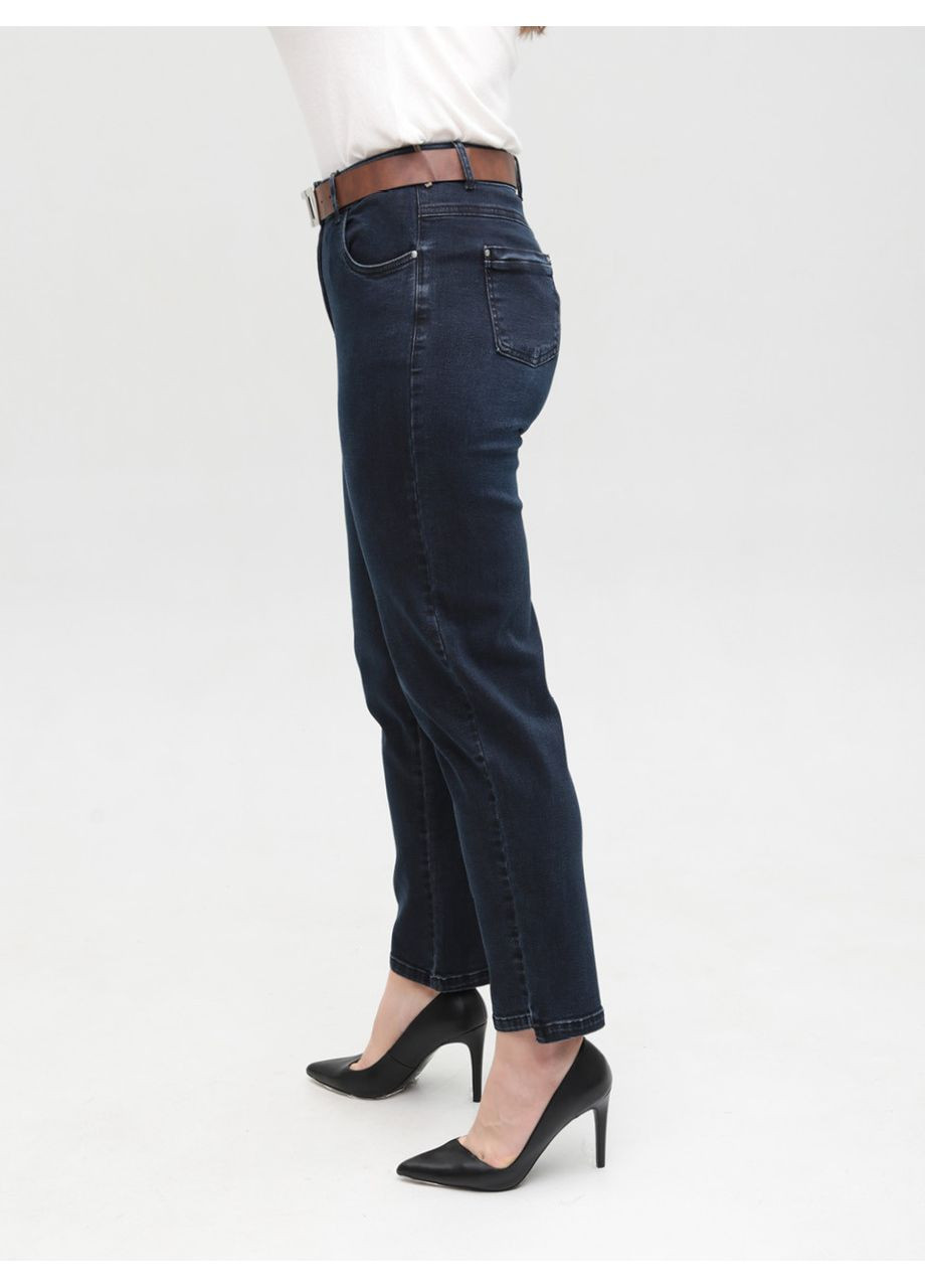 Джинси жіночі темно-сині МОМ із стрейчем великі розміри MOM Adorati - (358501736)