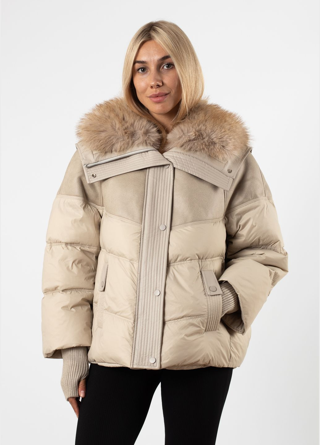 Світло-бежевий зимній Пуховик MissLynx