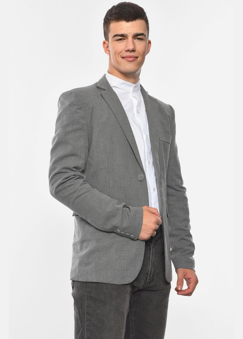 Піджак чоловічий однотонний сірого кольору Let's Shop (305296610)