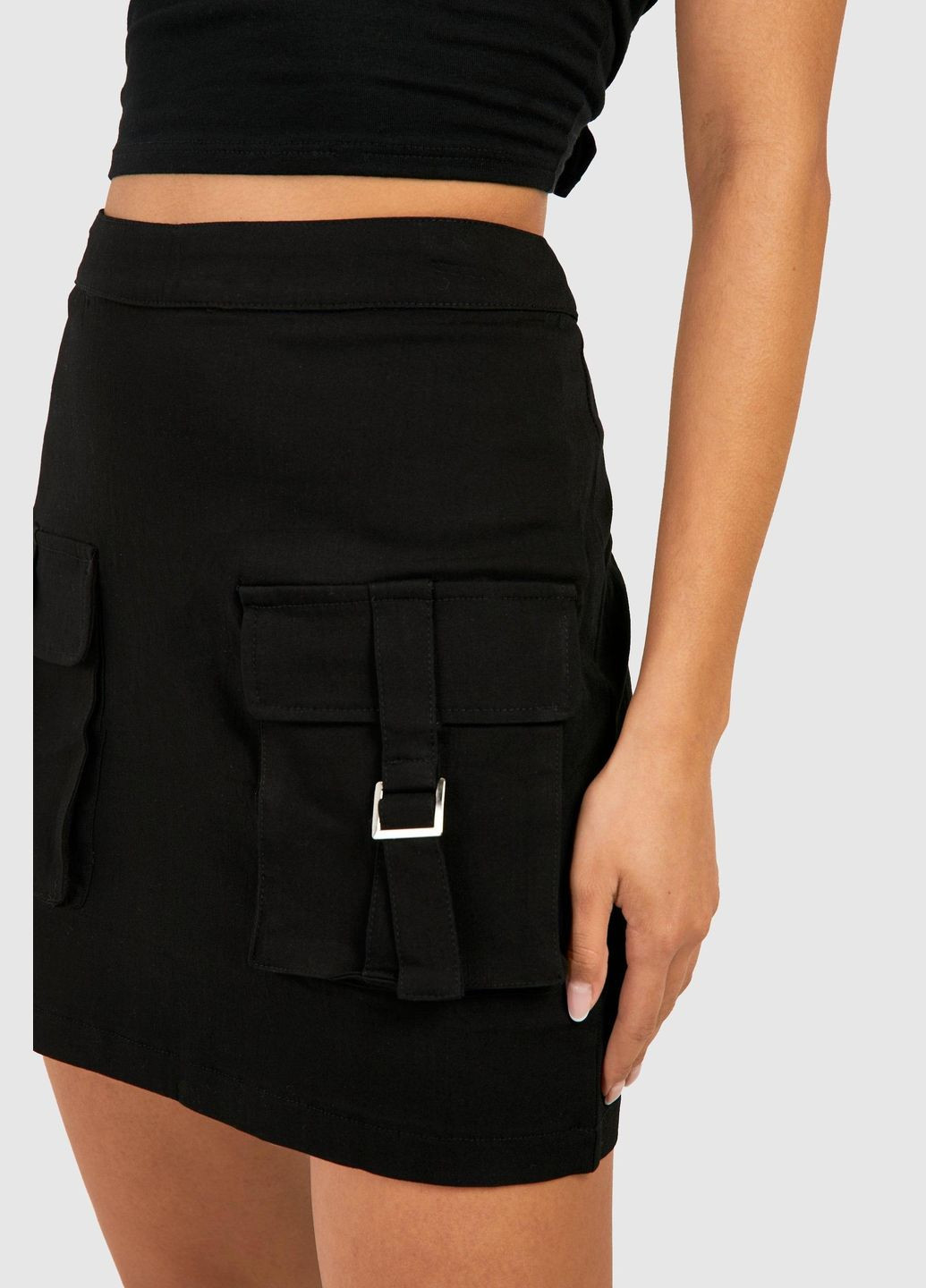 Черная повседневная однотонная юбка Boohoo