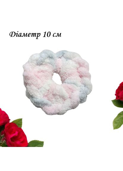 Гумка для волосся рожева райдуга махрова Hand Мade 10 см Handmade (368772310)