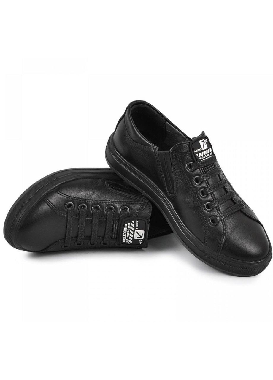 Черные туфли-кед хлоп. черный натурал кожа рекс 2 maxus Модняшки