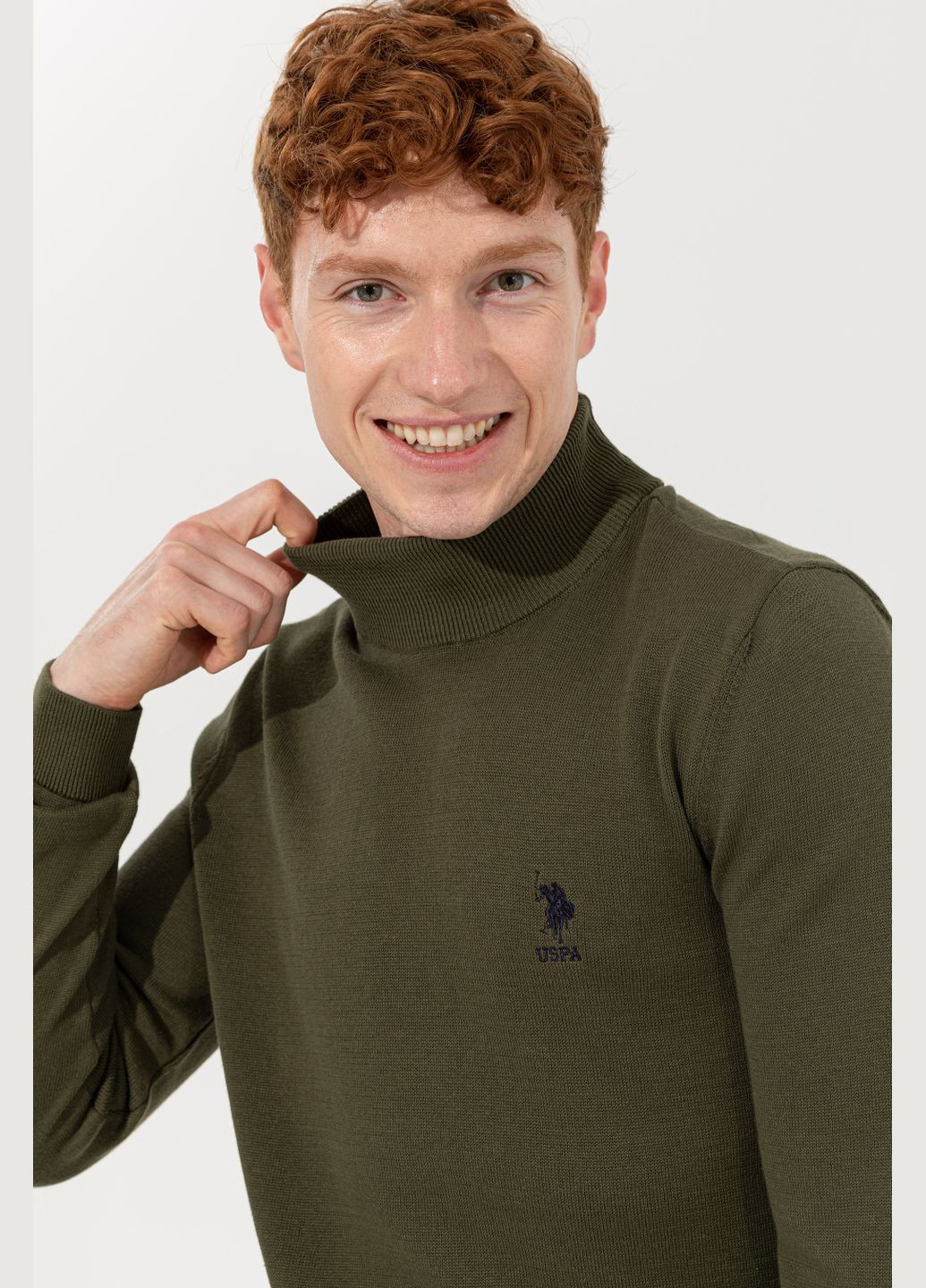 Оливковый (хаки) свитер u.s. polo assn. мужской U.S. Polo Assn.