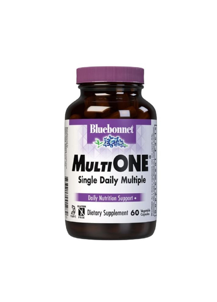 Мультивитамины с железом, MultiONE,, 60 вегетарианских капсул Bluebonnet Nutrition (326054552)