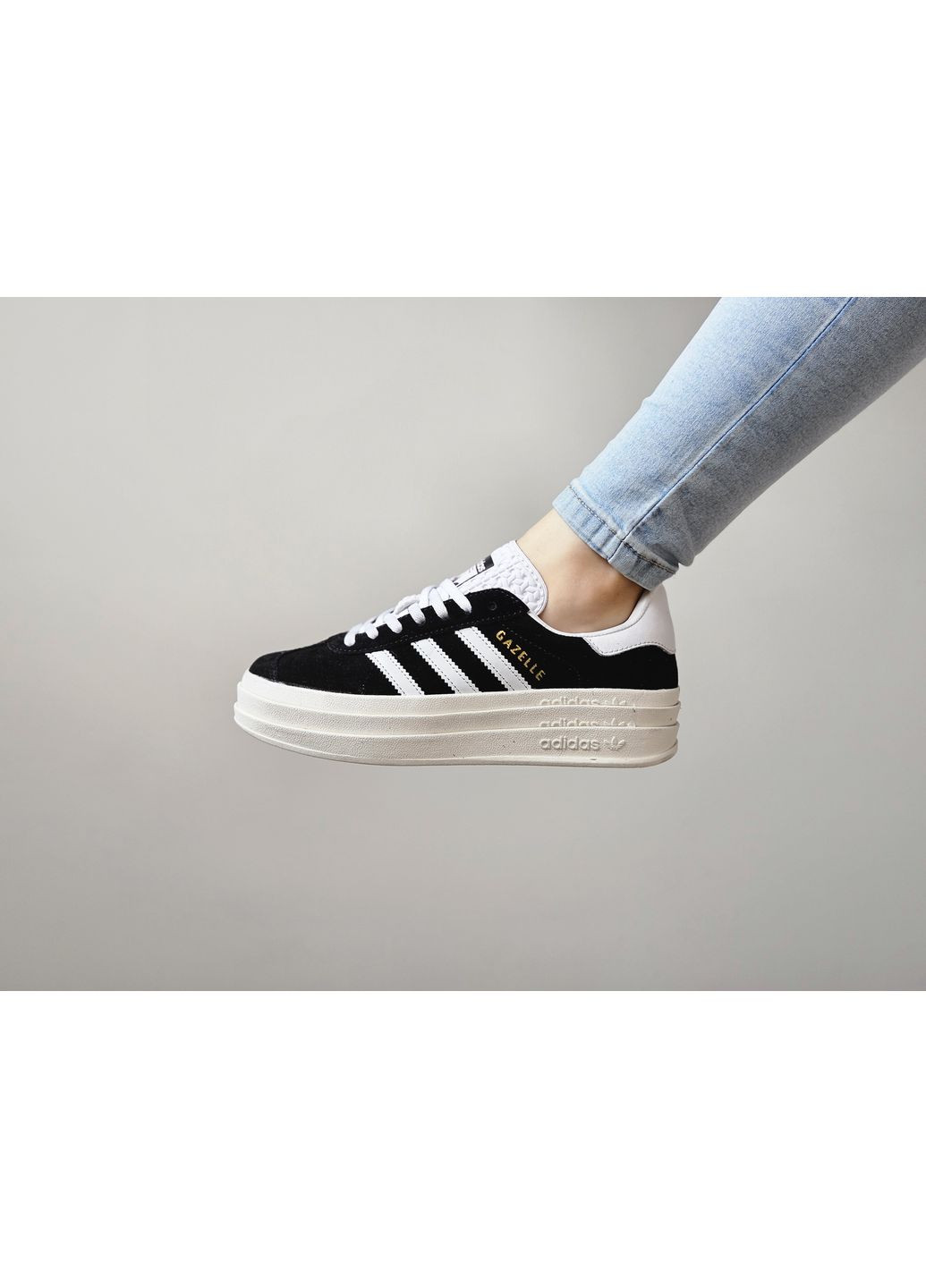 Кросівки жіночі Adidas Gazelle Bold Platform Black White | Адідас Газель чорно-білі No Brand чорні демісезони (363841019)
