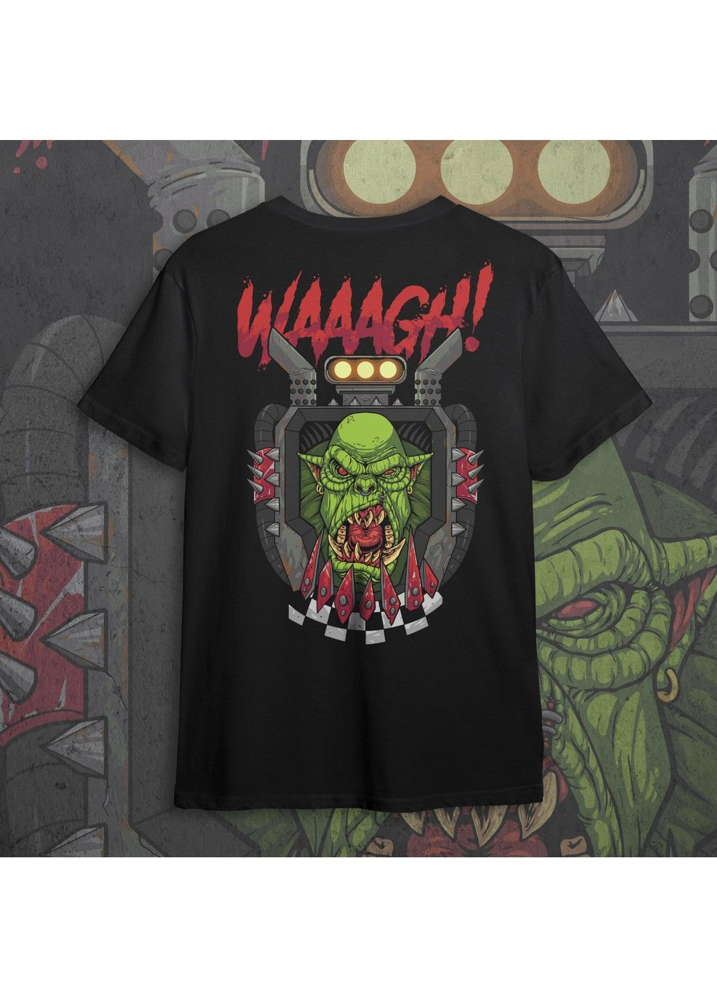 Чорна футболка з принтом warhammer 40k - waaagh! No Brand