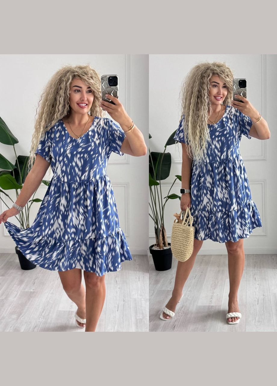 Синя повсякденний, кежуал жіноча сукня Style Point з квітковим принтом