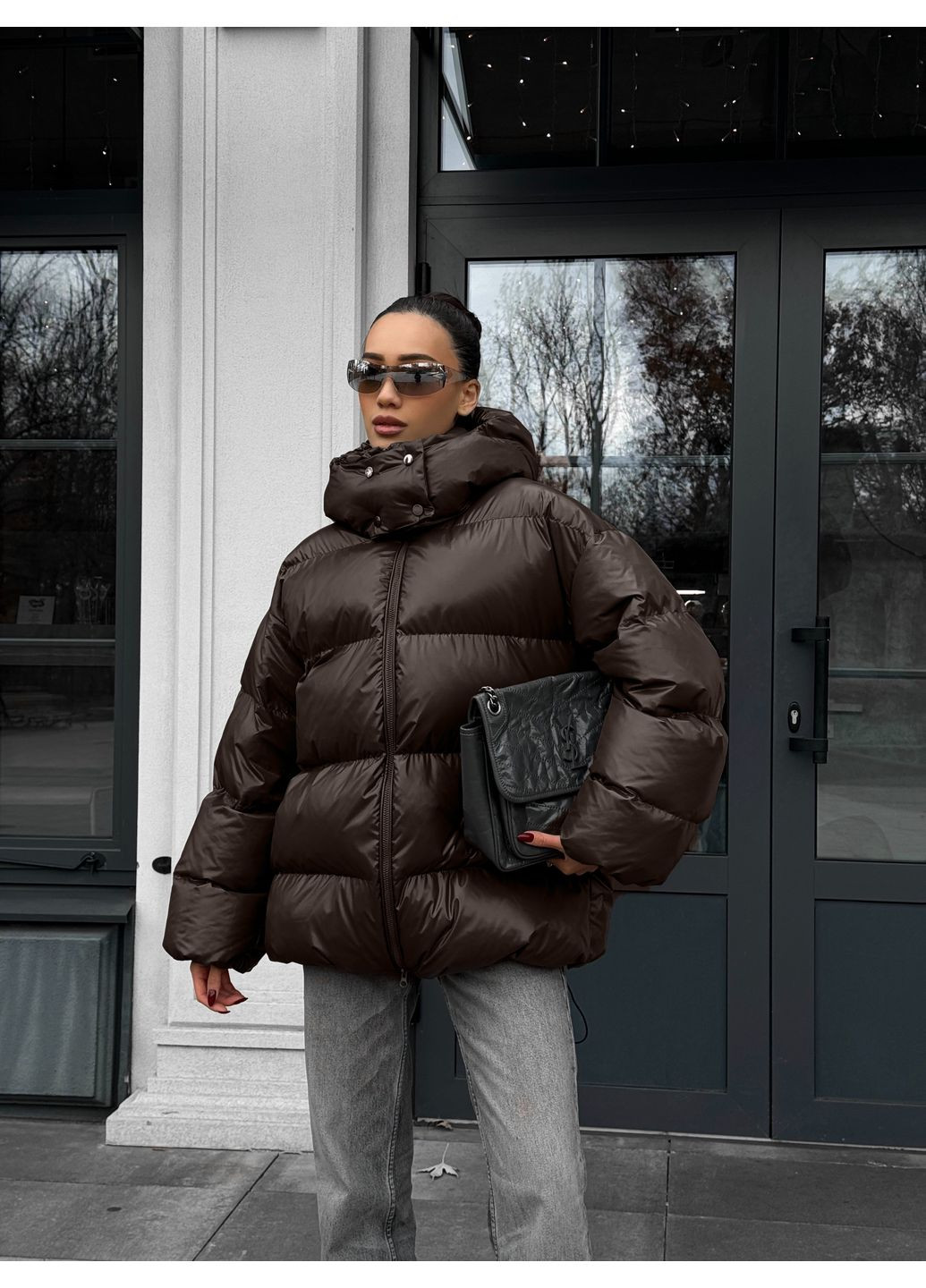 Темно-коричневий зимній Пуховик Jadone Fashion